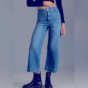 Anthropologie Maeve Colette Denim Cropped Wide-Leg High-Waisted Jeans Size 28